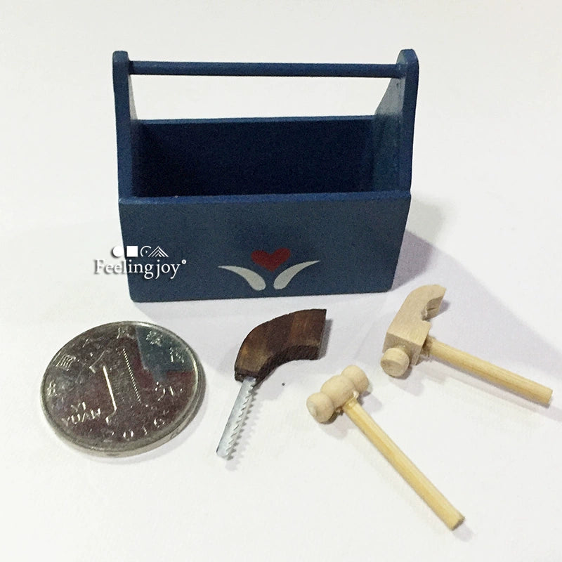 Caja de herramientas familiar de simulación de accesorios para casa de muñecas en miniatura a escala 1:12
