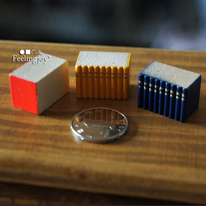 1:12 Scale Miniature Dollhouse Wooden Hand Painted Book Blocks BJD Furniture Accessories