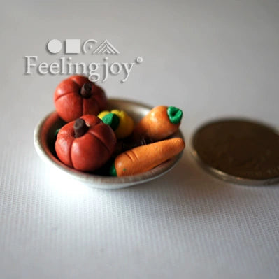 1:12 Scale Miniature Dollhouse Silver Metal Fruit Vegetable Basket BJD Scene Prop Accessory