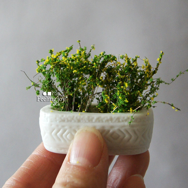Muebles de casa de muñecas en miniatura a escala 1:12 para armar, modelo BJD Forest OB11, accesorios militares, simulación de plantas pequeñas en macetas.