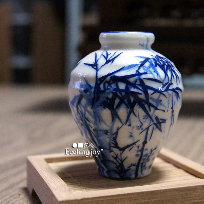 Vase miniature en céramique de style chinois à l'échelle 1:6, accessoire de photographie pour poupée BJD, décor peint à la main
