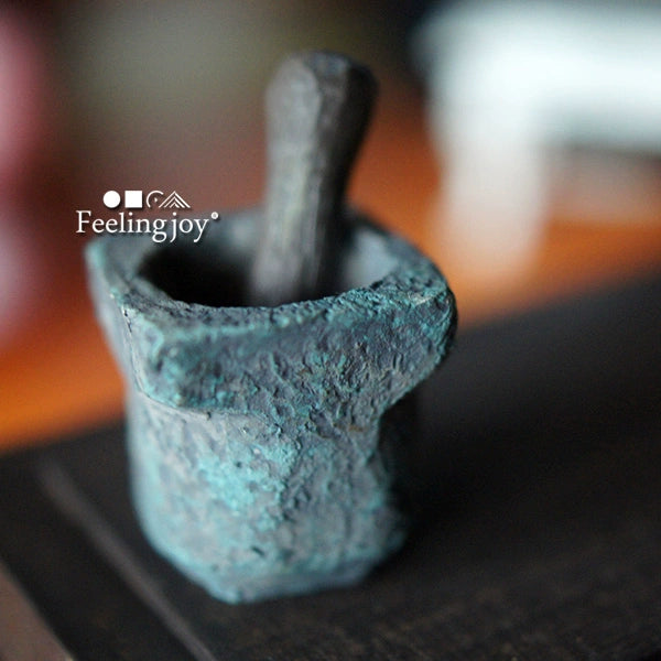 Juego de mortero y maja de piedra en miniatura para muebles de casa de muñecas (escala 1:6 y 1:12)
