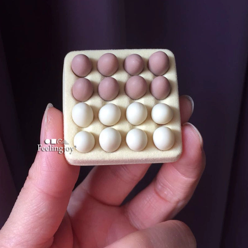 Accesorios para casa de muñecas en miniatura a escala 1:12 1:6, bandeja para huevos falsa, accesorios de comida en miniatura, juego de simulación de huevos de gallina