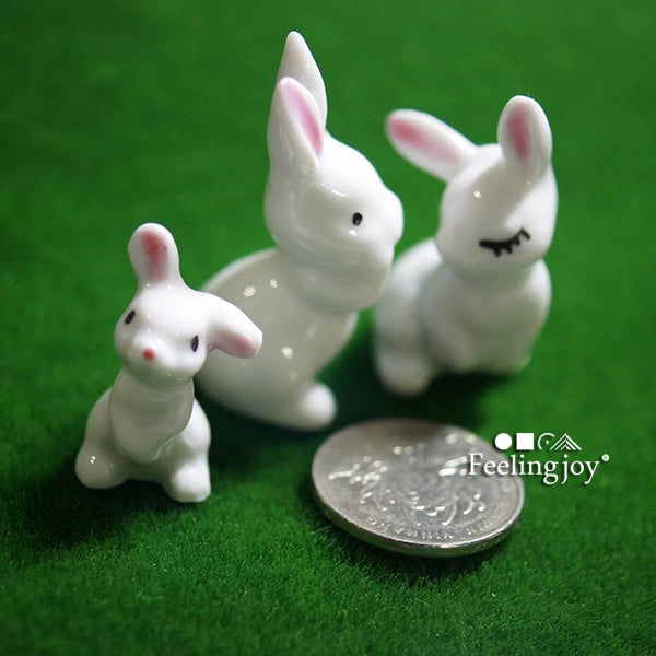 Accessoires de poupée BJD échelle 1:6 et échelle 1:12, accessoires de scène de maison de poupée miniature, ensemble de lapin en céramique, présentoir miniature