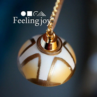 1:12 Scale Miniature Dollhouse Tiffany Style Gold Trim Wireless LED Pendant Light With Lighting
