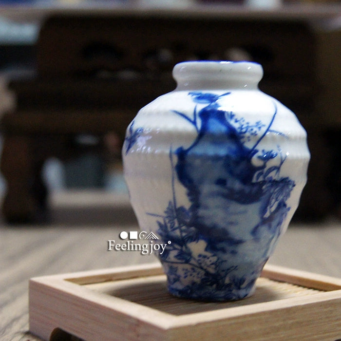 Vase miniature en céramique de style chinois à l'échelle 1:6, accessoire de photographie pour poupée BJD, décor peint à la main