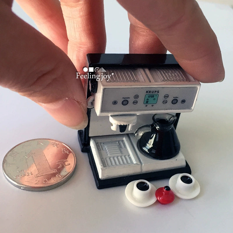 Machine à café miniature pour maison de poupée, échelle 1:12, modèle de bricolage, accessoire de meubles miniatures