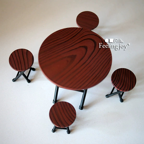 Muebles de casa de muñecas en miniatura a escala 1:12, mesa de comedor plegable china, accesorios de comida en miniatura