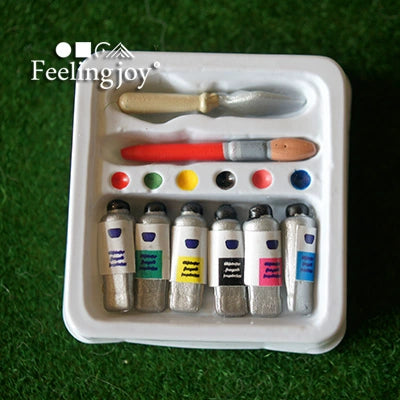 Boîte à outils de peinture miniature à l'échelle 1:6 avec accessoires amovibles pour accessoires de photographie de maison de poupée BJD