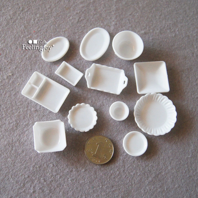 Ensemble de vaisselle en plastique pour maison de poupée miniature, échelle 1:6 et échelle 1:12, accessoires BJD