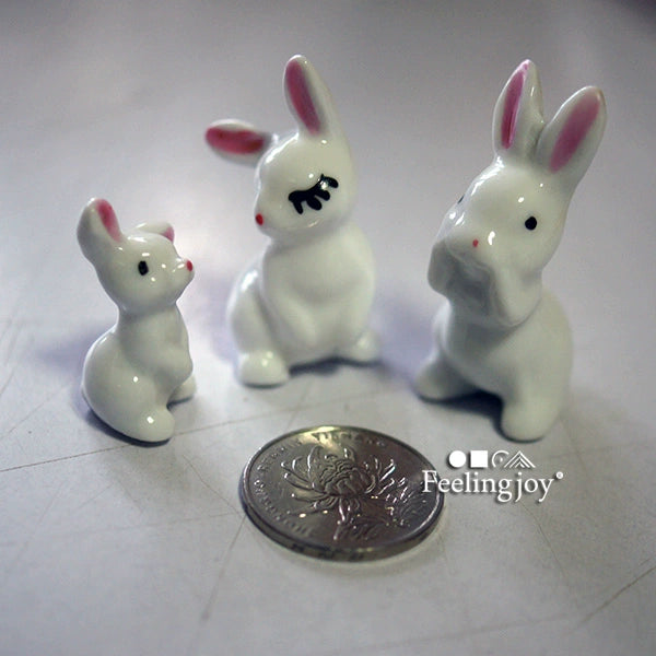 Accessoires de poupée BJD échelle 1:6 et échelle 1:12, accessoires de scène de maison de poupée miniature, ensemble de lapin en céramique, présentoir miniature