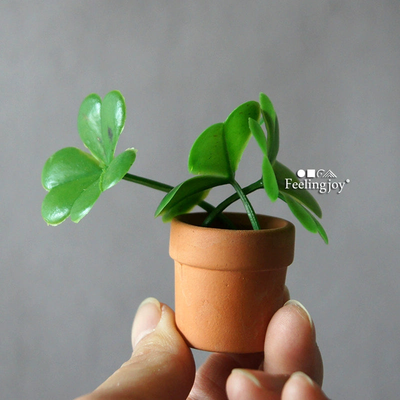 Muebles de casa de muñecas en miniatura a escala 1:12 para armar, modelo BJD Forest OB11, accesorios militares, simulación de plantas pequeñas en macetas.