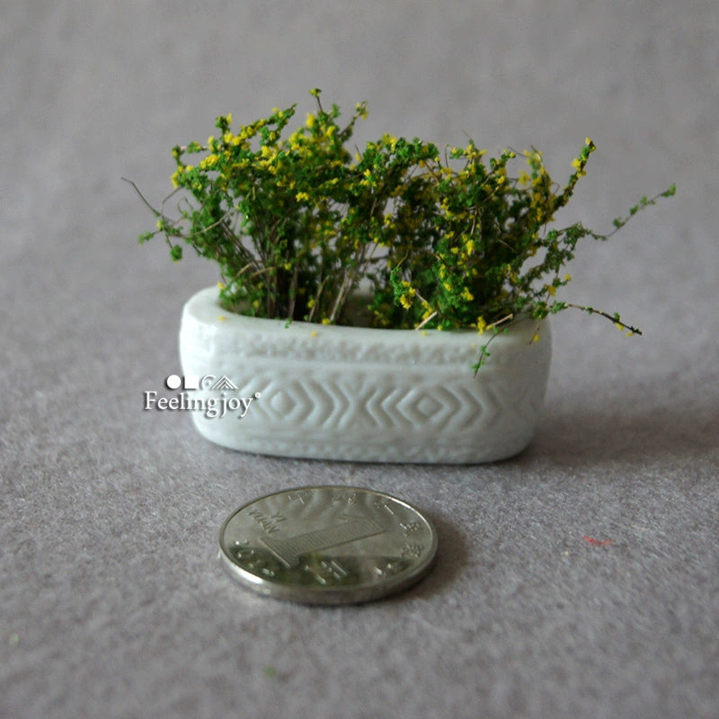 Muebles de casa de muñecas en miniatura a escala 1:12 para armar, modelo BJD Forest OB11, accesorios militares, simulación de plantas pequeñas en macetas.