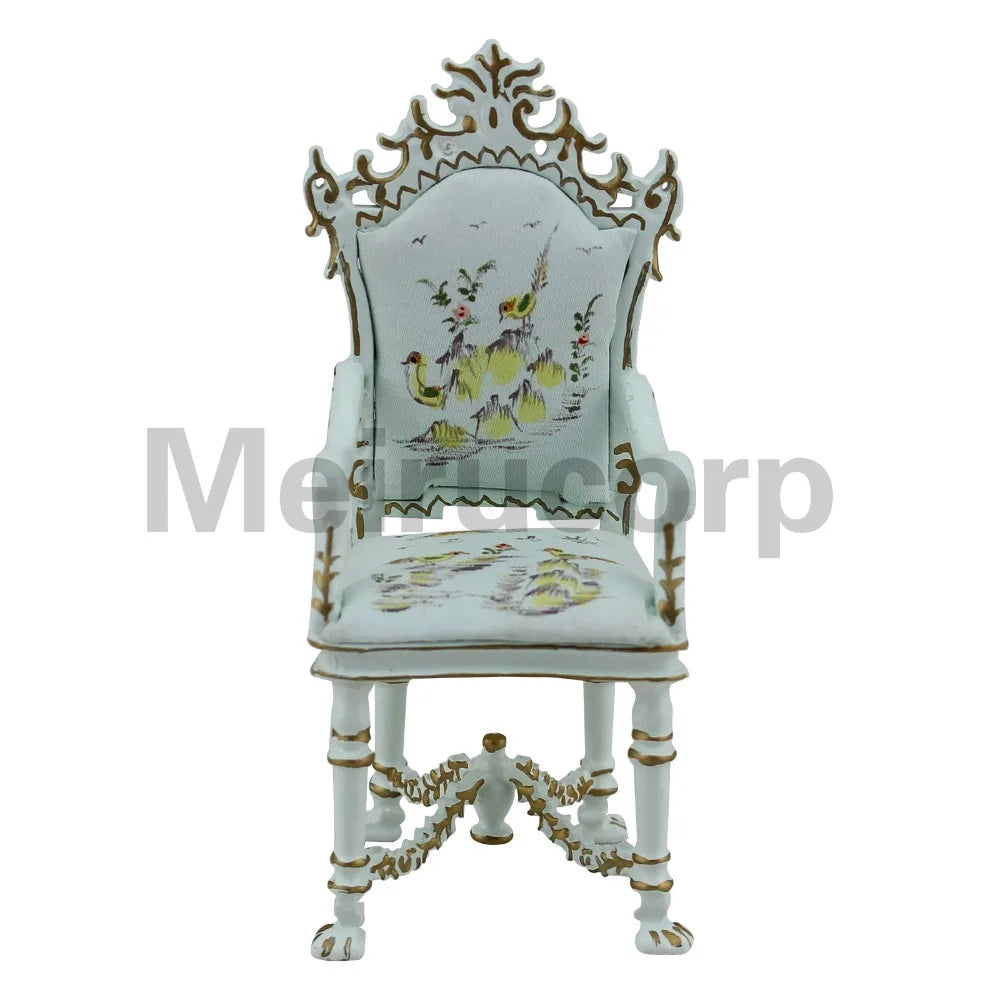 Sillón de paisaje clásico pintado a mano a escala 1:12, muebles de casa de muñecas en miniatura