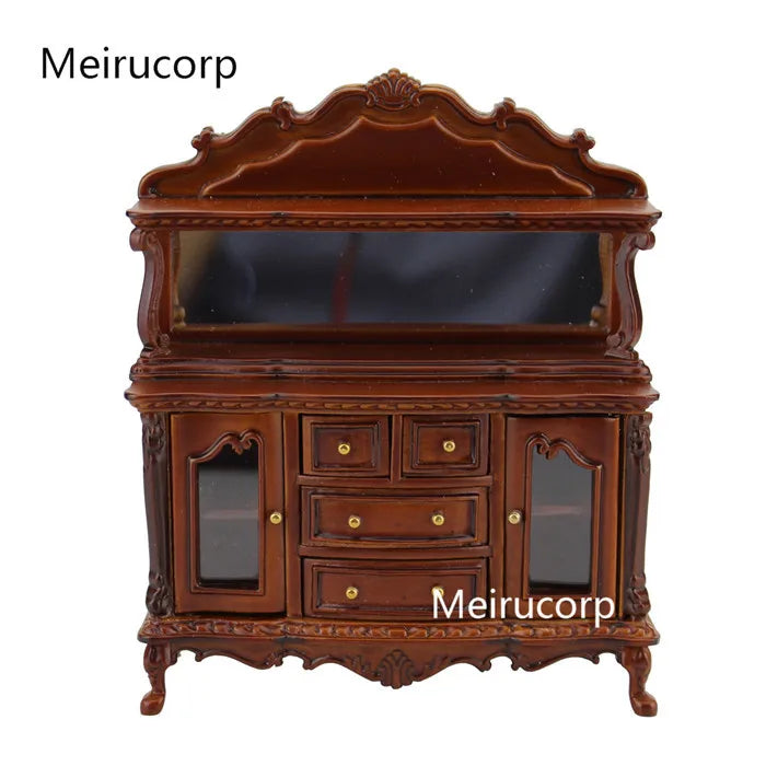 Gabinete lateral de madera a escala 1:12, muebles de casa de muñecas en miniatura, elegante exhibición, decoración para sala de estar