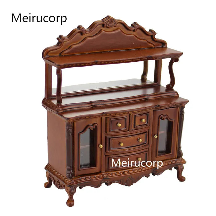 Gabinete lateral de madera a escala 1:12, muebles de casa de muñecas en miniatura, elegante exhibición, decoración para sala de estar