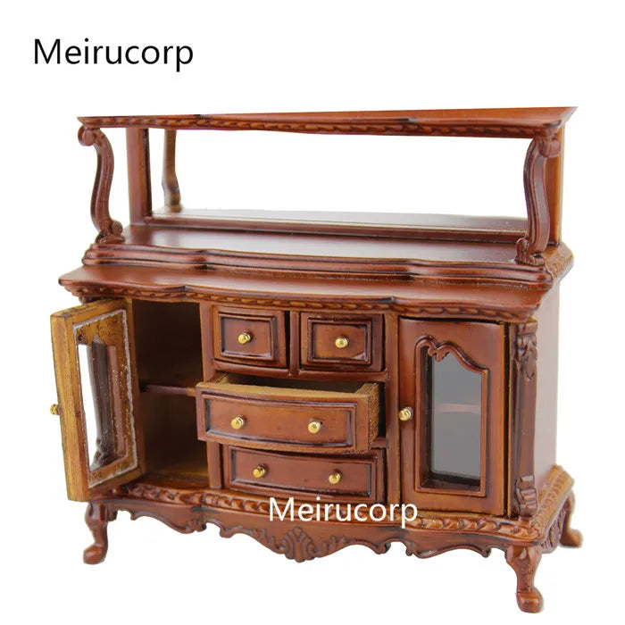 Gabinete lateral de madera a escala 1:12, muebles de casa de muñecas en miniatura, elegante exhibición, decoración para sala de estar