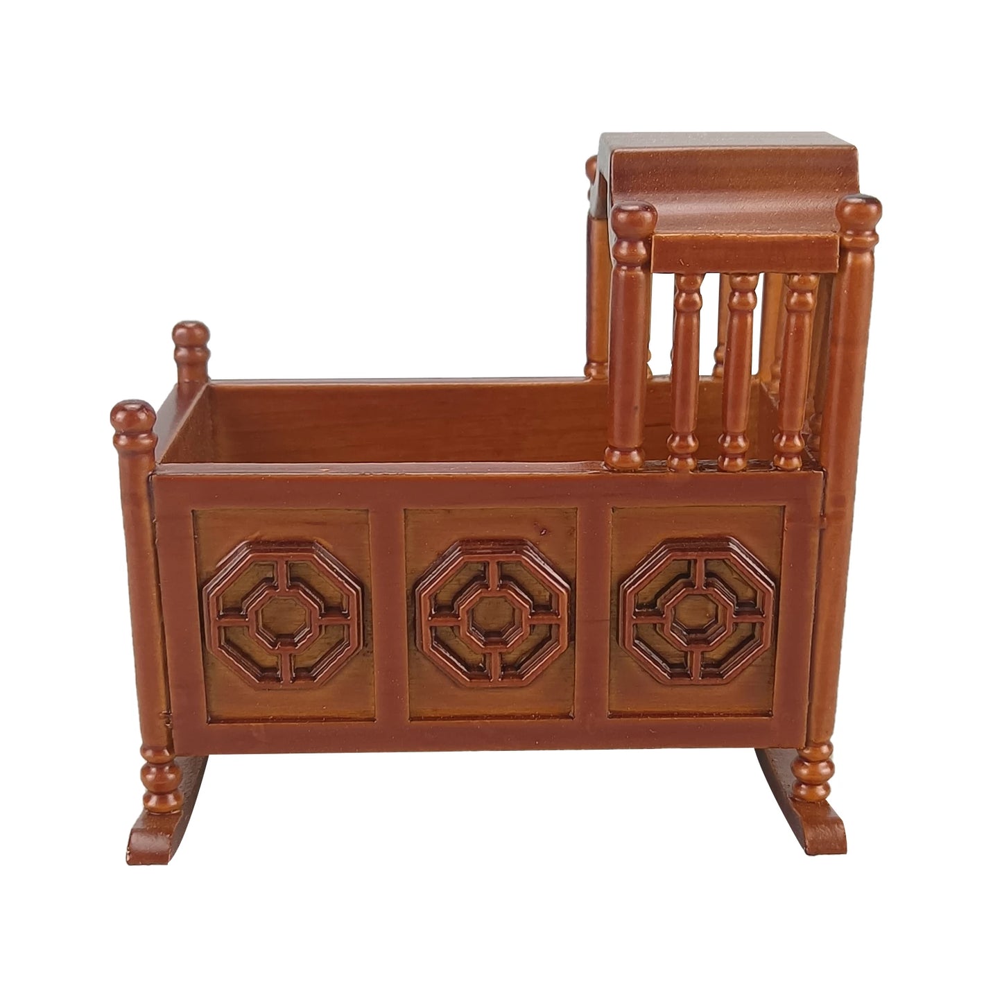 Cuna de madera a escala 1:12 para muebles de casa de muñecas y muñecas