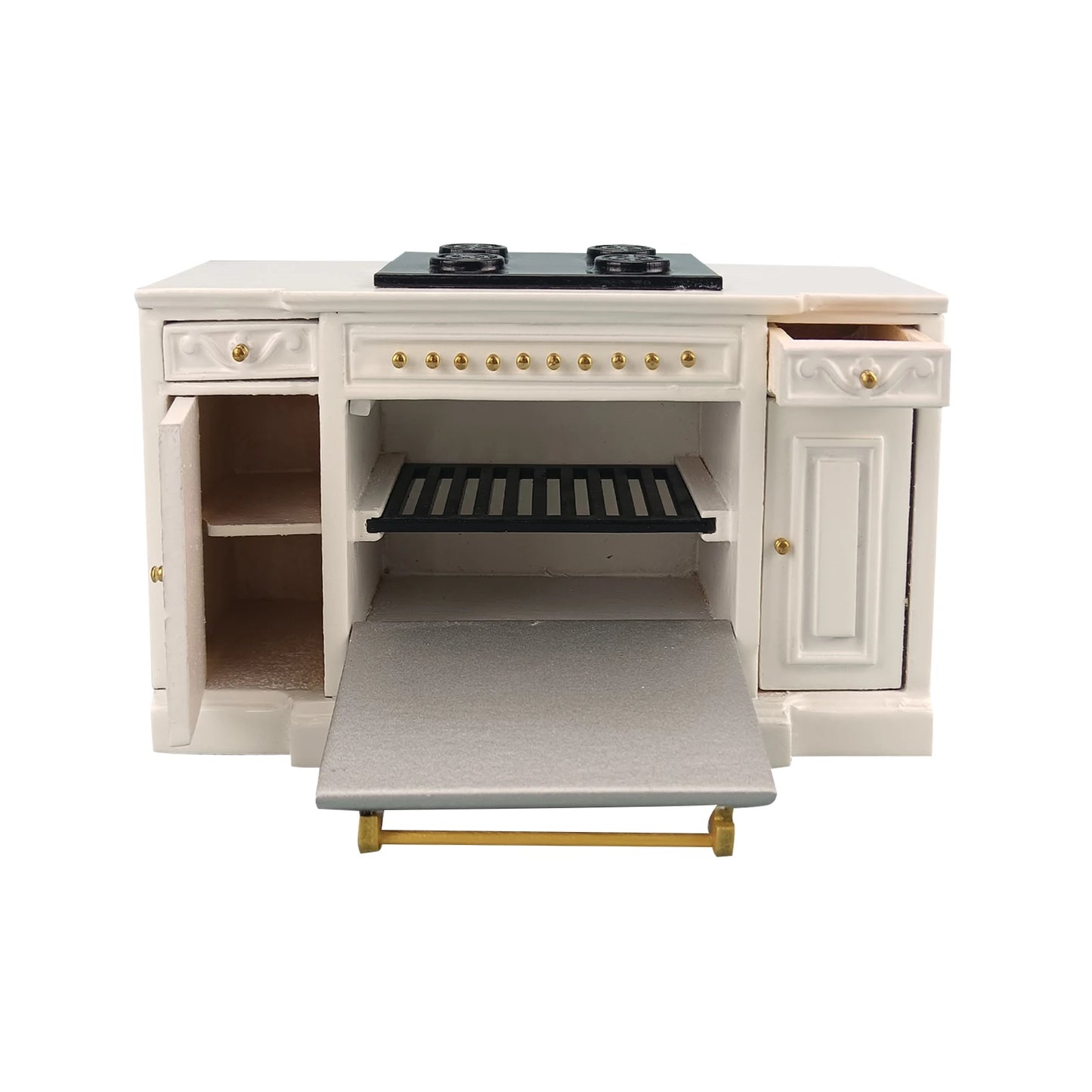 Encimera de cocina con horno para casa de muñecas a escala 1:12 - Muebles en miniatura para casas de muñecas