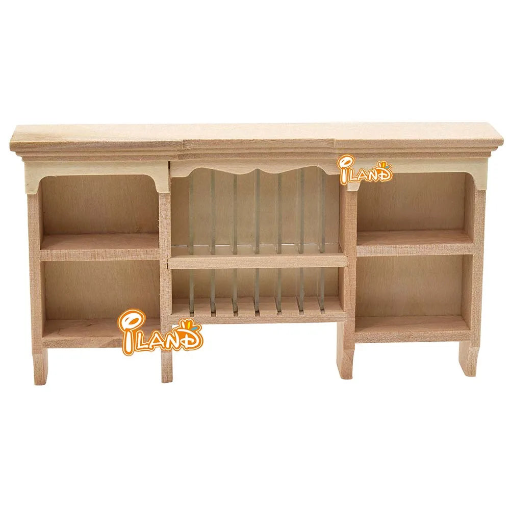 1:12 Scale Wooden Wall Hanging Cabinet Miniature Dollhouse Furniture For Kitchen Dining Room Storage Shelf
