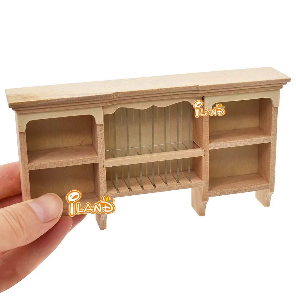 1:12 Scale Wooden Wall Hanging Cabinet Miniature Dollhouse Furniture For Kitchen Dining Room Storage Shelf