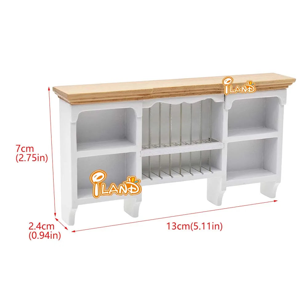 1:12 Scale Wooden Wall Hanging Cabinet Miniature Dollhouse Furniture For Kitchen Dining Room Storage Shelf