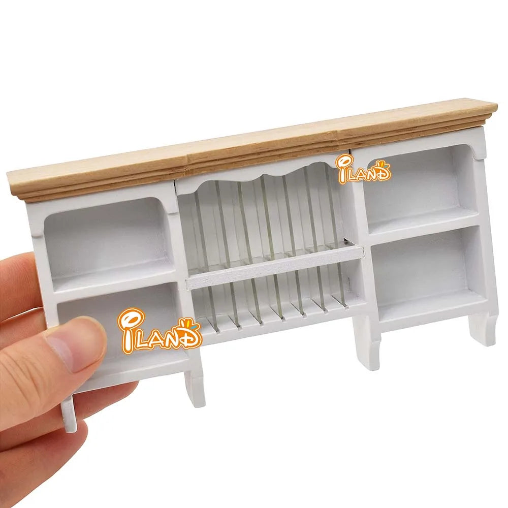 1:12 Scale Wooden Wall Hanging Cabinet Miniature Dollhouse Furniture For Kitchen Dining Room Storage Shelf