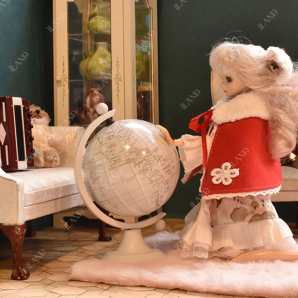 1:6 Scale Mini Globe For Dollhouse High Precision Rotating World Map Miniature Furniture For BJD Figures