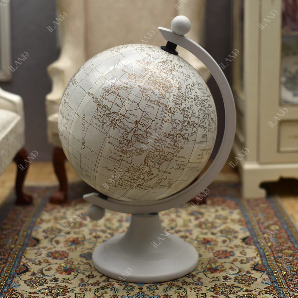 1:6 Scale Mini Globe For Dollhouse High Precision Rotating World Map Miniature Furniture For BJD Figures