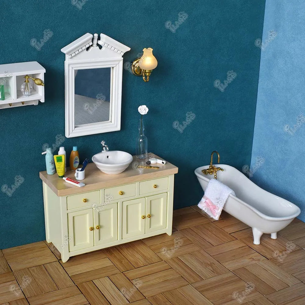1:12 Scale Miniature Ceramic Bathroom Sink With Faucet For Dollhouse Accessories Miniature Furniture