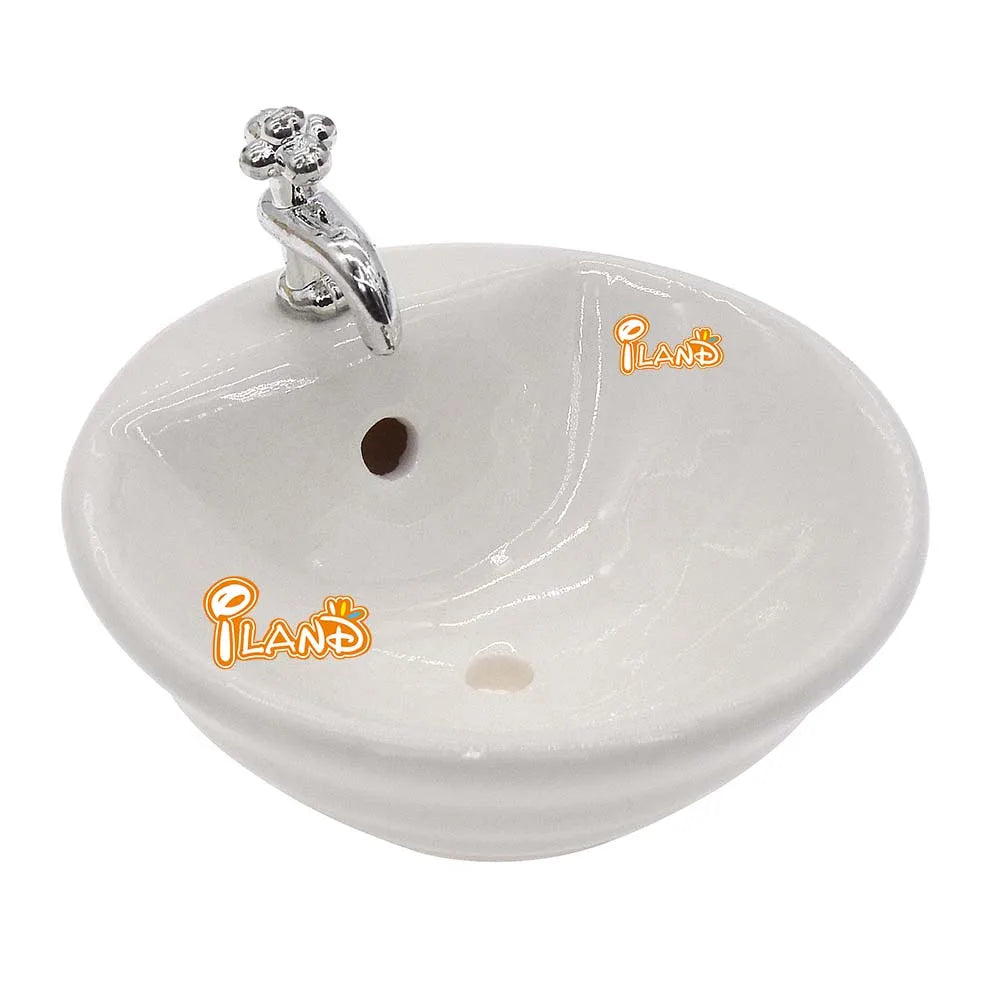 1:12 Scale Miniature Ceramic Bathroom Sink With Faucet For Dollhouse Accessories Miniature Furniture