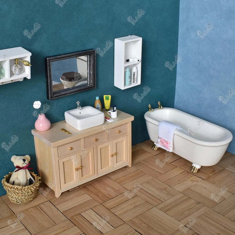 1:12 Scale Miniature Ceramic Bathroom Sink With Faucet For Dollhouse Accessories Miniature Furniture