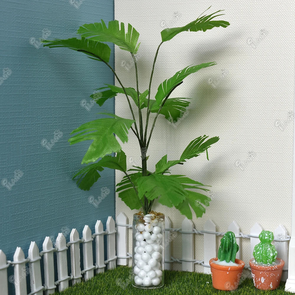 1:12 Scale Miniature Dollhouse Fairy Garden Decor With Mini Bonsai Potted Plants And Hangers