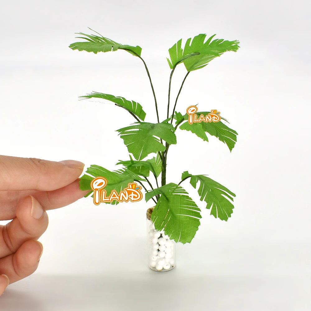 1:12 Scale Miniature Dollhouse Fairy Garden Decor With Mini Bonsai Potted Plants And Hangers