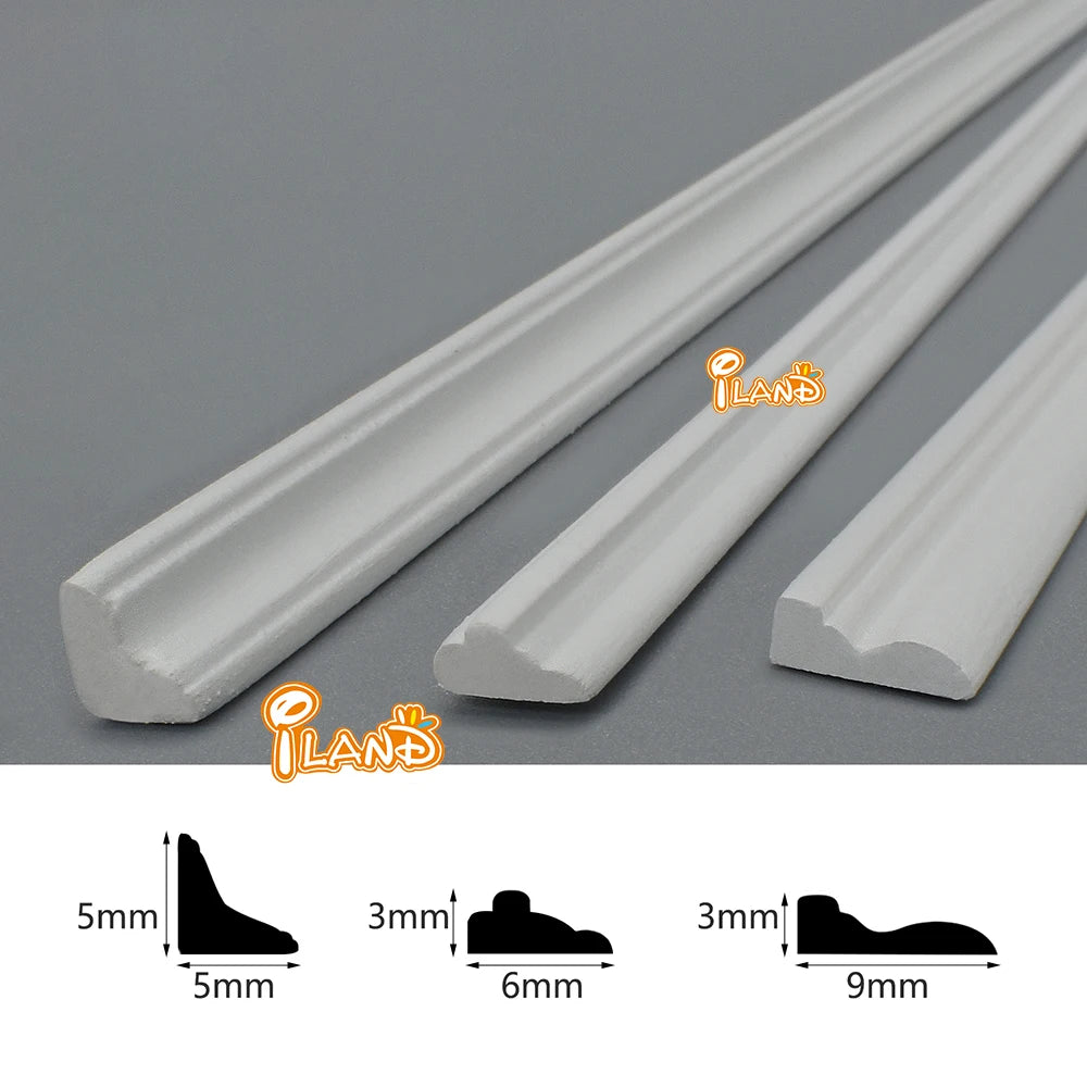 1:12 Scale Dollhouse Flooring Skirting Board Decorative Trim Wood Moulding Cornice Miniature Dollhouse Accessories Set 17 Inch Long 20 Pieces