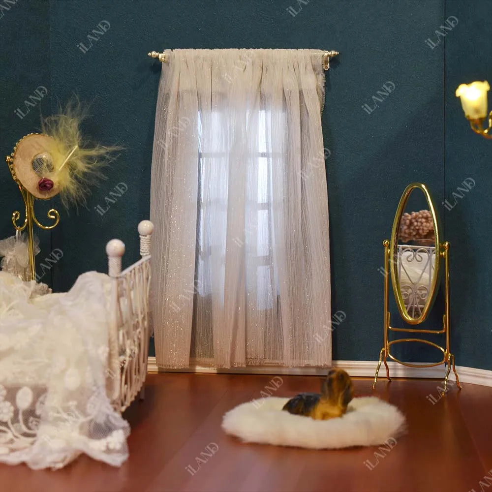 1:12 Scale Miniature Curtain Rods Luxury White Dollhouse Accessories