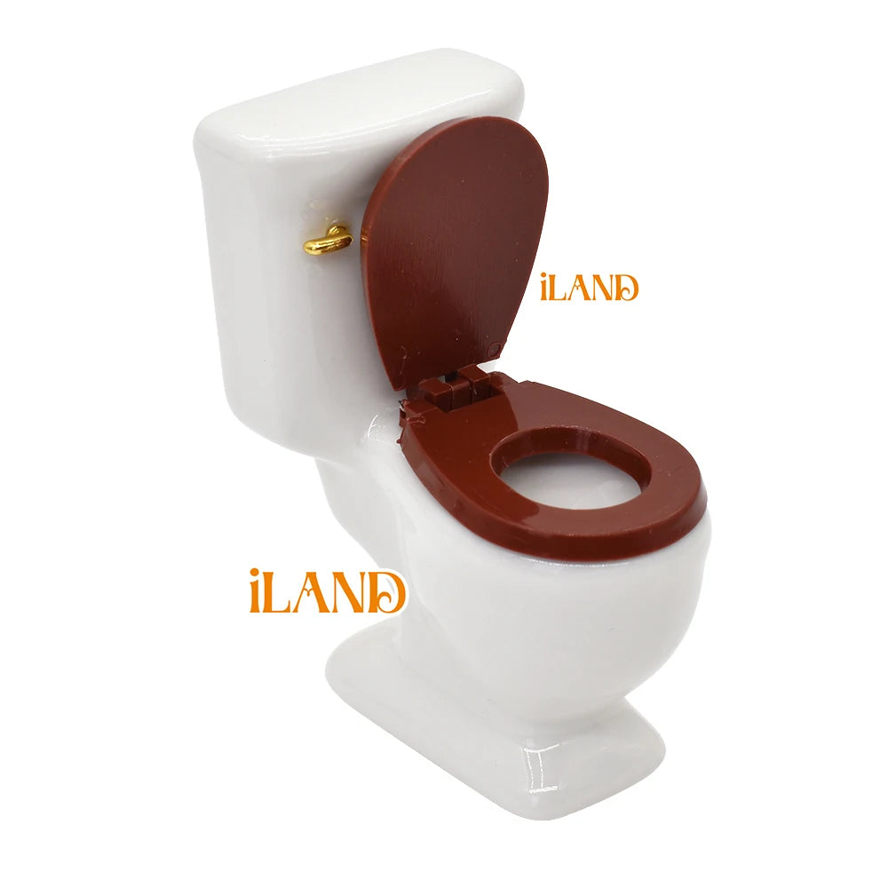 1:12 Scale Miniature Dollhouse Bathroom Set With Ceramic Toilet Bathtub Vanity And Sink Accessories