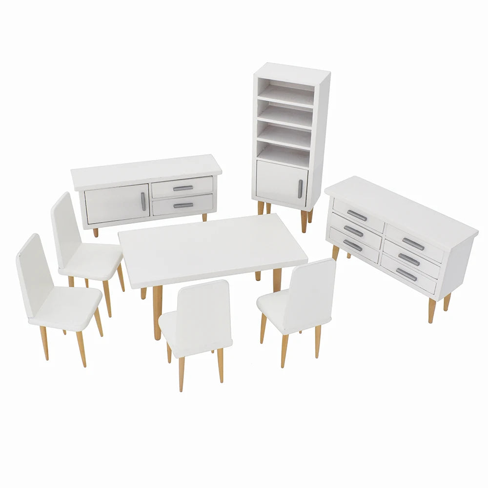 1:12 Scale Modern Dining Table With Chairs Miniature Dollhouse Furniture For Dining Room Miniature Toys For Girls Boys Children