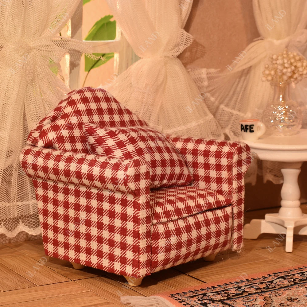 1:12 Scale Wooden Cabinet Miniature Dollhouse Furniture For Living Room With Sofa Pillow End Table And Rug