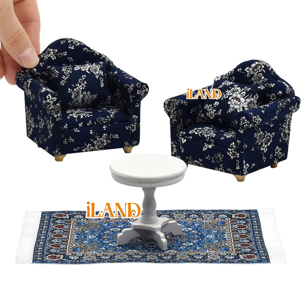 1:12 Scale Wooden Cabinet Miniature Dollhouse Furniture For Living Room With Sofa Pillow End Table And Rug