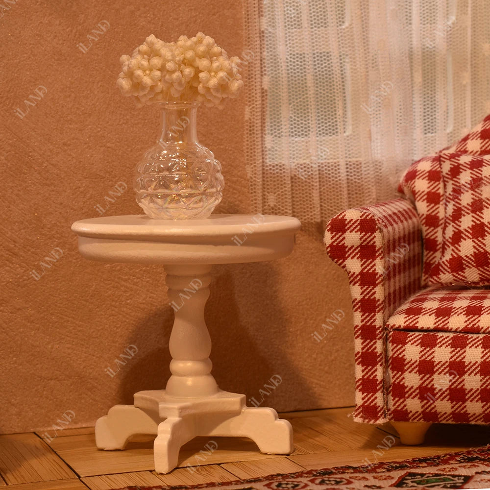1:12 Scale Wooden Cabinet Miniature Dollhouse Furniture For Living Room With Sofa Pillow End Table And Rug