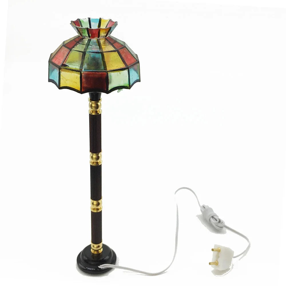 1:12 Scale Miniature Floor Lamp With Electric Wire Plug 12V Lighting For Dollhouse Decor Miniature Furniture