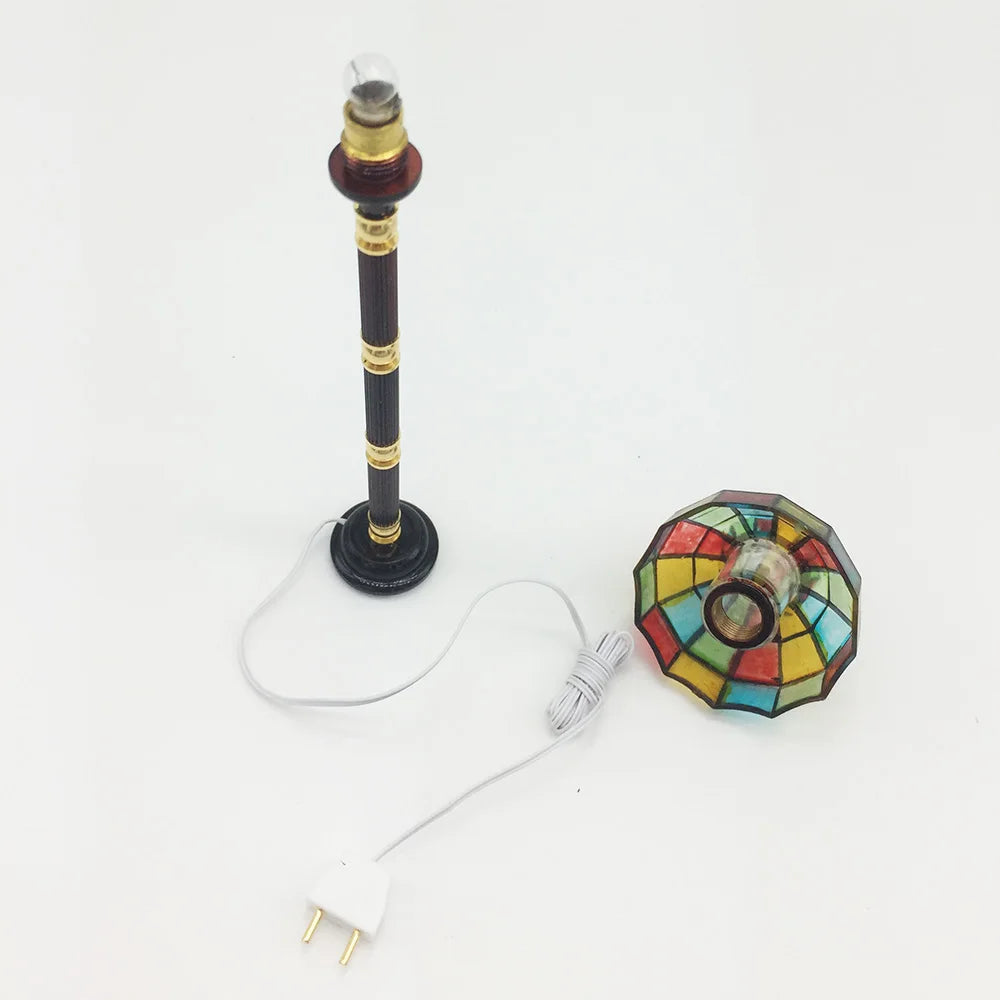 1:12 Scale Miniature Floor Lamp With Electric Wire Plug 12V Lighting For Dollhouse Decor Miniature Furniture