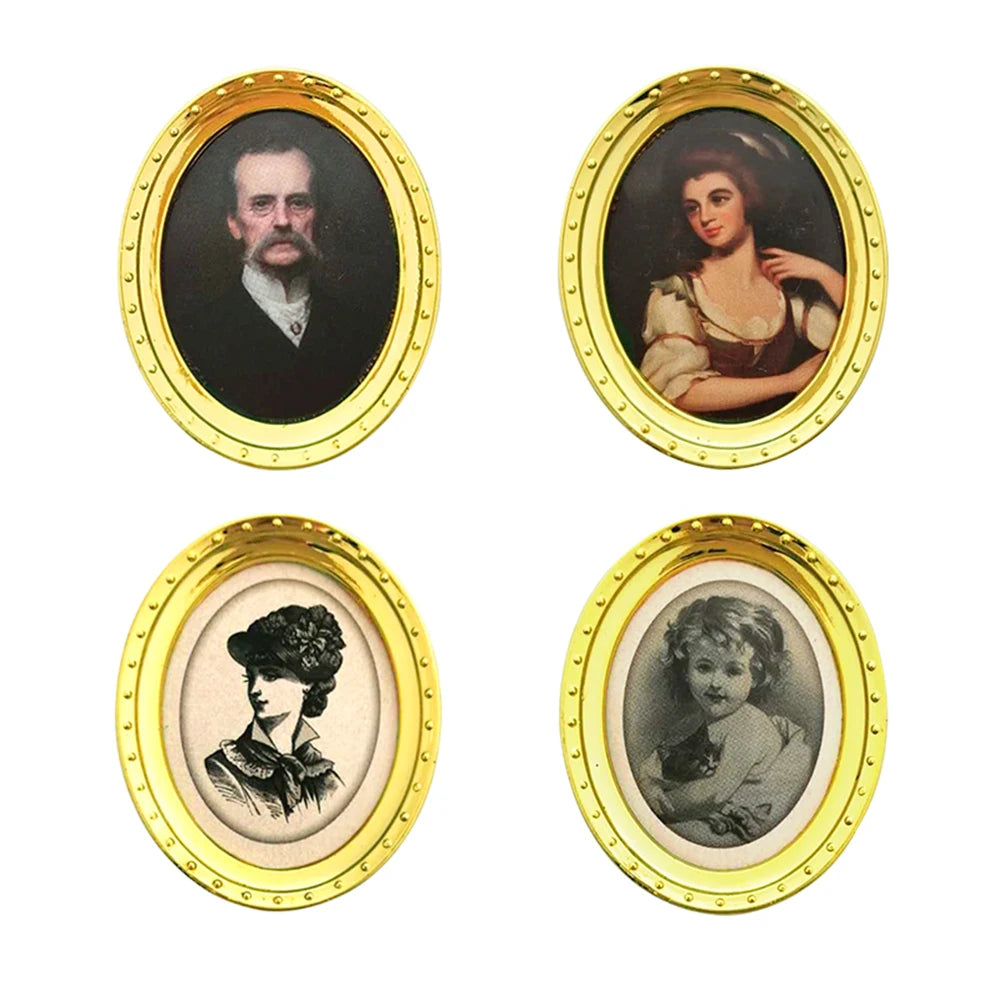 1:12 Scale Miniature Framed Picture Paintings Set For Dollhouse Decoration Accessories DIY