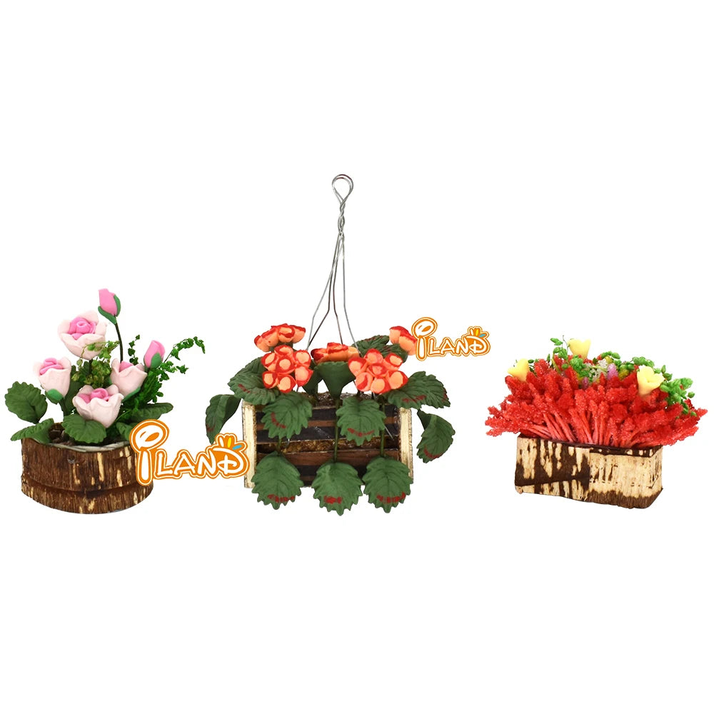 1:12 Scale Miniature Plants And Flowers Dollhouse Accessories Fairy Garden Decor Miniature Dollhouse Furniture