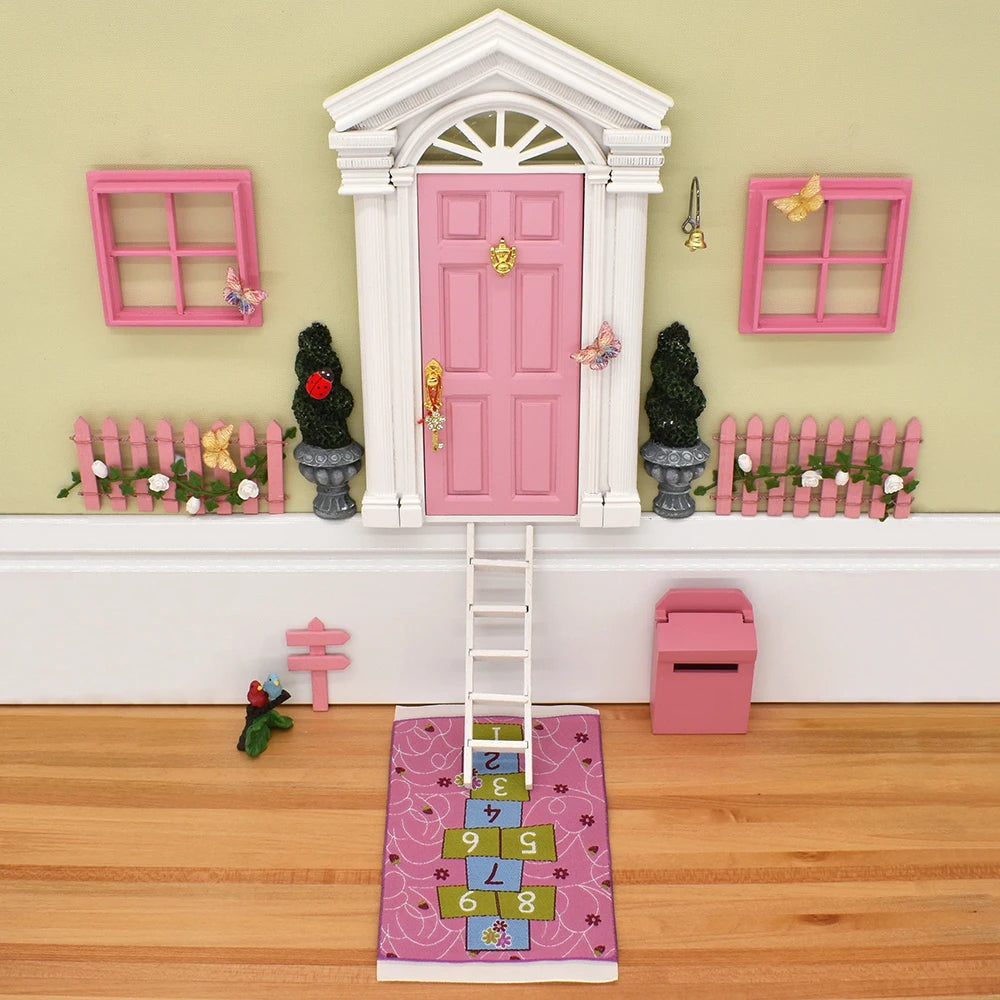 1:12 Scale Miniature Dollhouse Furniture Set Fairy Garden Accessories Door Window Ladder Flower