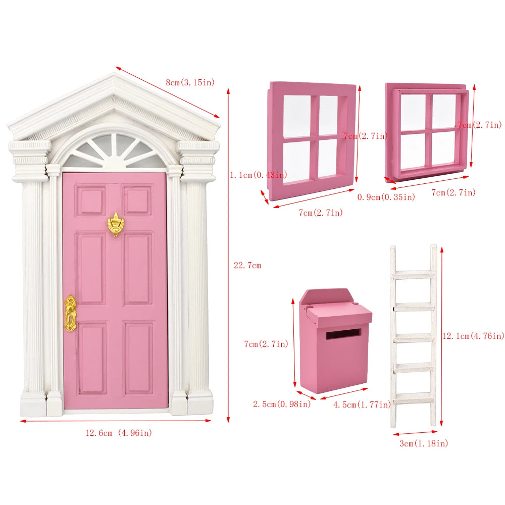 1:12 Scale Miniature Dollhouse Furniture Set Fairy Garden Accessories Door Window Ladder Flower