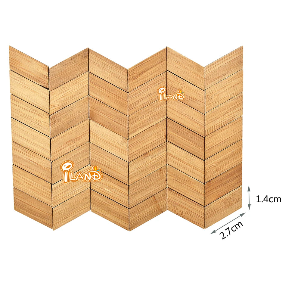 1:12 Scale Miniature Dollhouse Accessories 48 Pcs Light Bamboo Patchwork Flooring Geometric Tiles For Dollhouse Miniature Furniture