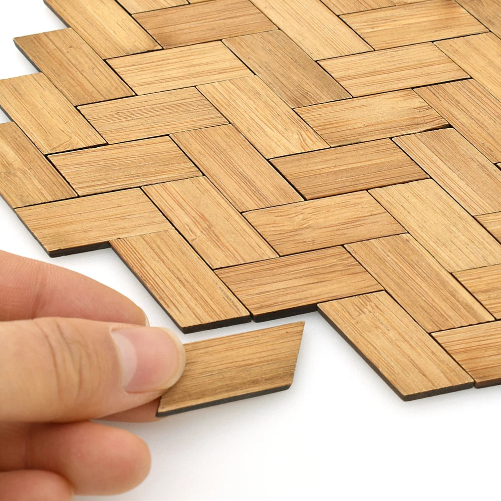 1:12 Scale Miniature Dollhouse Accessories 48 Pcs Light Bamboo Patchwork Flooring Geometric Tiles For Dollhouse Miniature Furniture