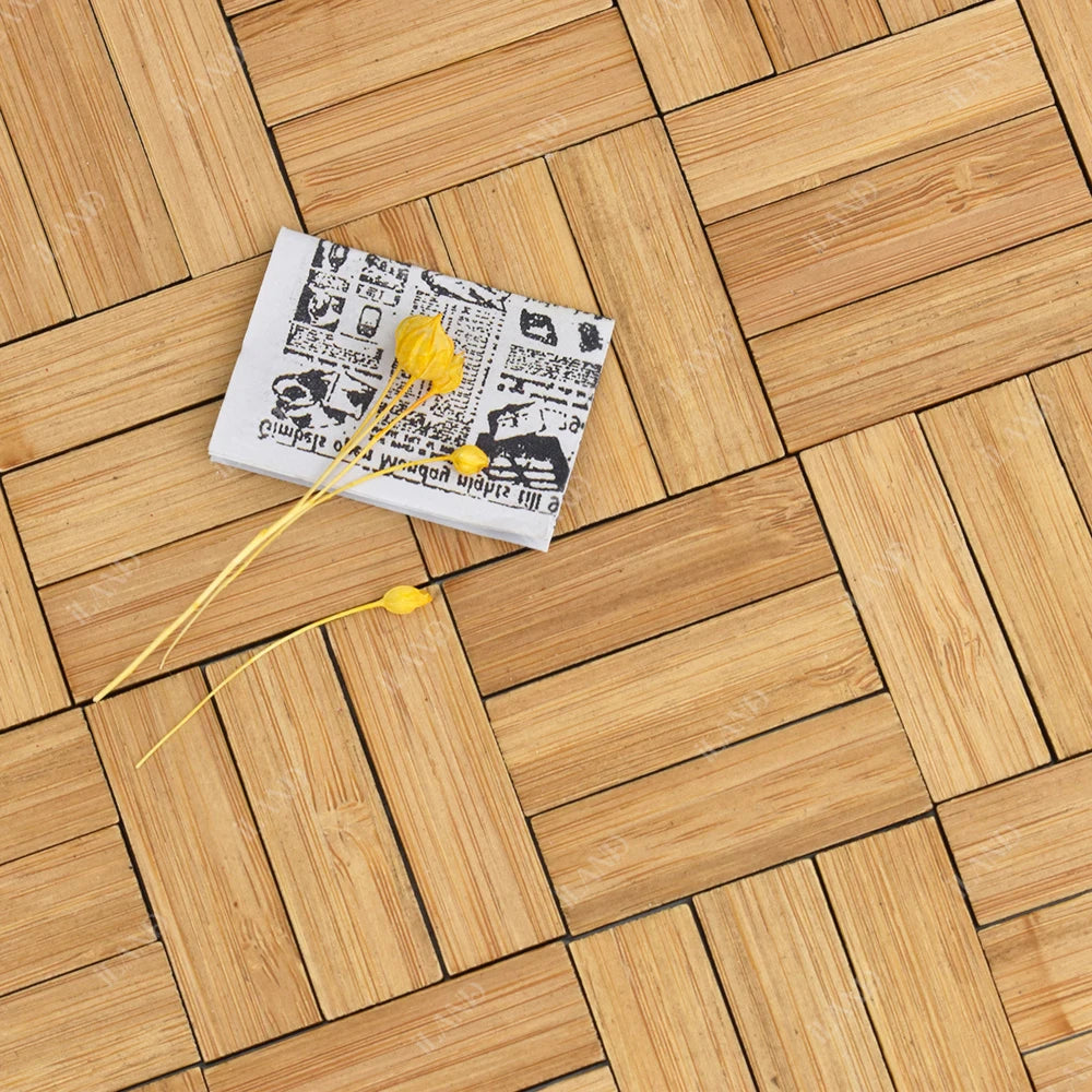 1:12 Scale Miniature Dollhouse Accessories 48 Pcs Light Bamboo Patchwork Flooring Geometric Tiles For Dollhouse Miniature Furniture
